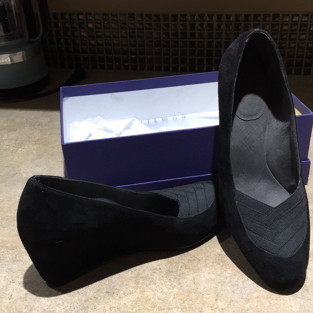 Stuart Weitzman Black Suede Wedges